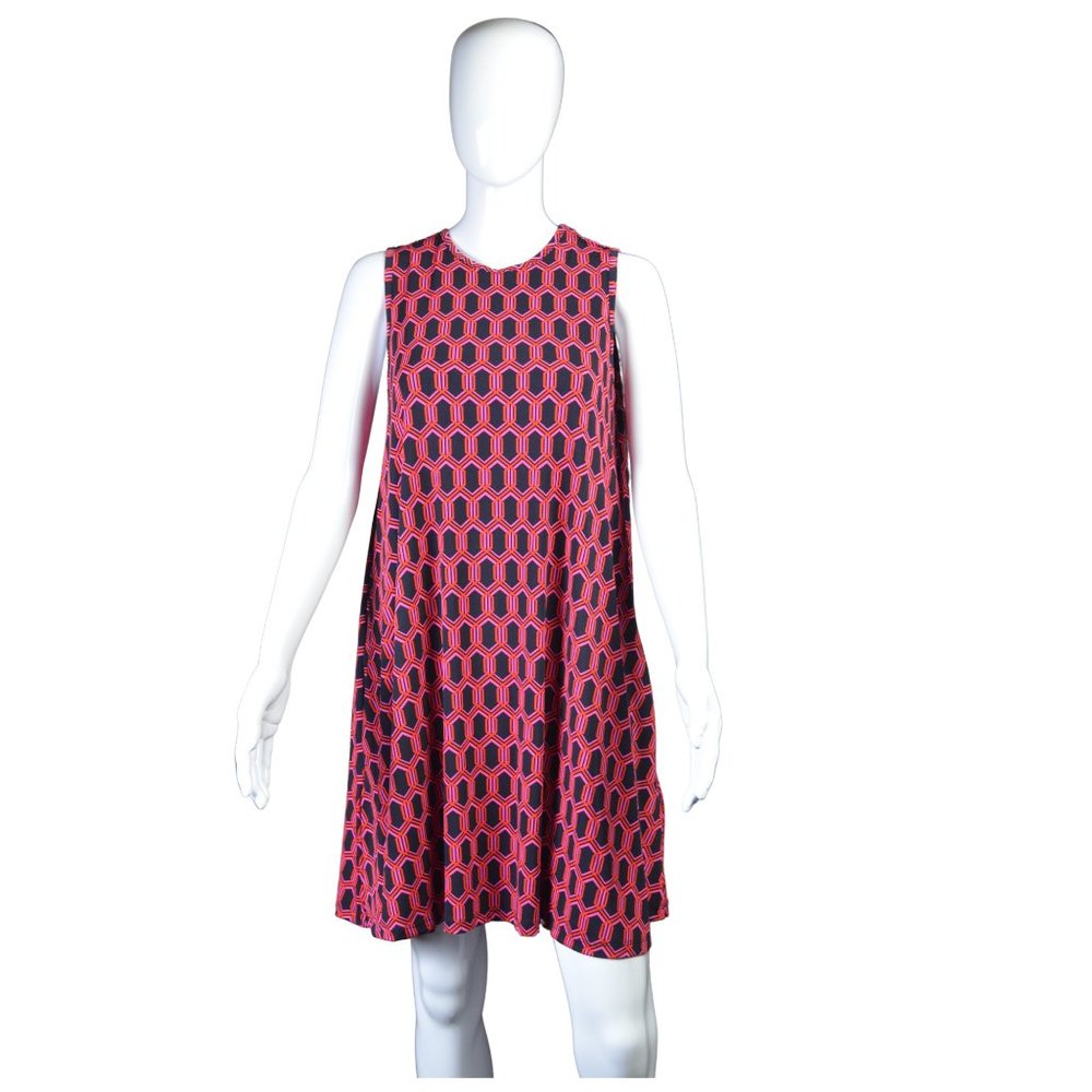 Nicole Miller A-Line Geometric Pattern Dress with Pockets - Size M